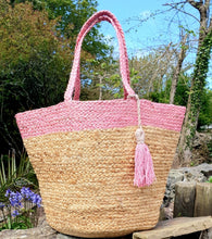 Load image into Gallery viewer, Pink & Natural Basket Bag