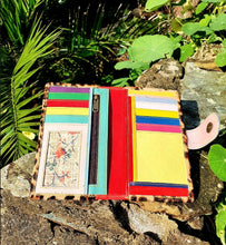 Load image into Gallery viewer, Nephele Leather Slim Purse - Leopard with red & grey