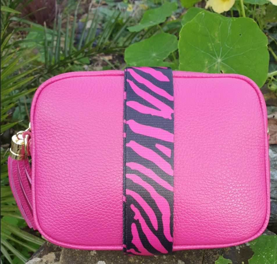 Bag Strap Black Pink Zebra Stripe