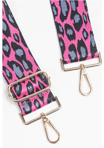 Bag Strap - Pink, Lilac & black Leopard Print