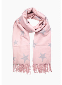 Pale Pink & Grey Star Blanket Scarf