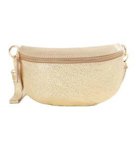 The Aria Italian Leather Waist Bag / Crossbody Bag - Gold