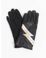 Load image into Gallery viewer, Black, Silver &amp; Gold Lightning Bolt Gloves
