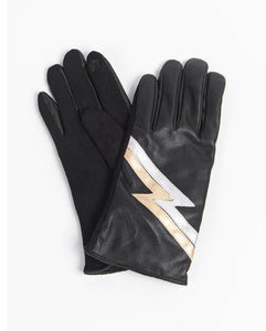 Black, Silver & Gold Lightning Bolt Gloves