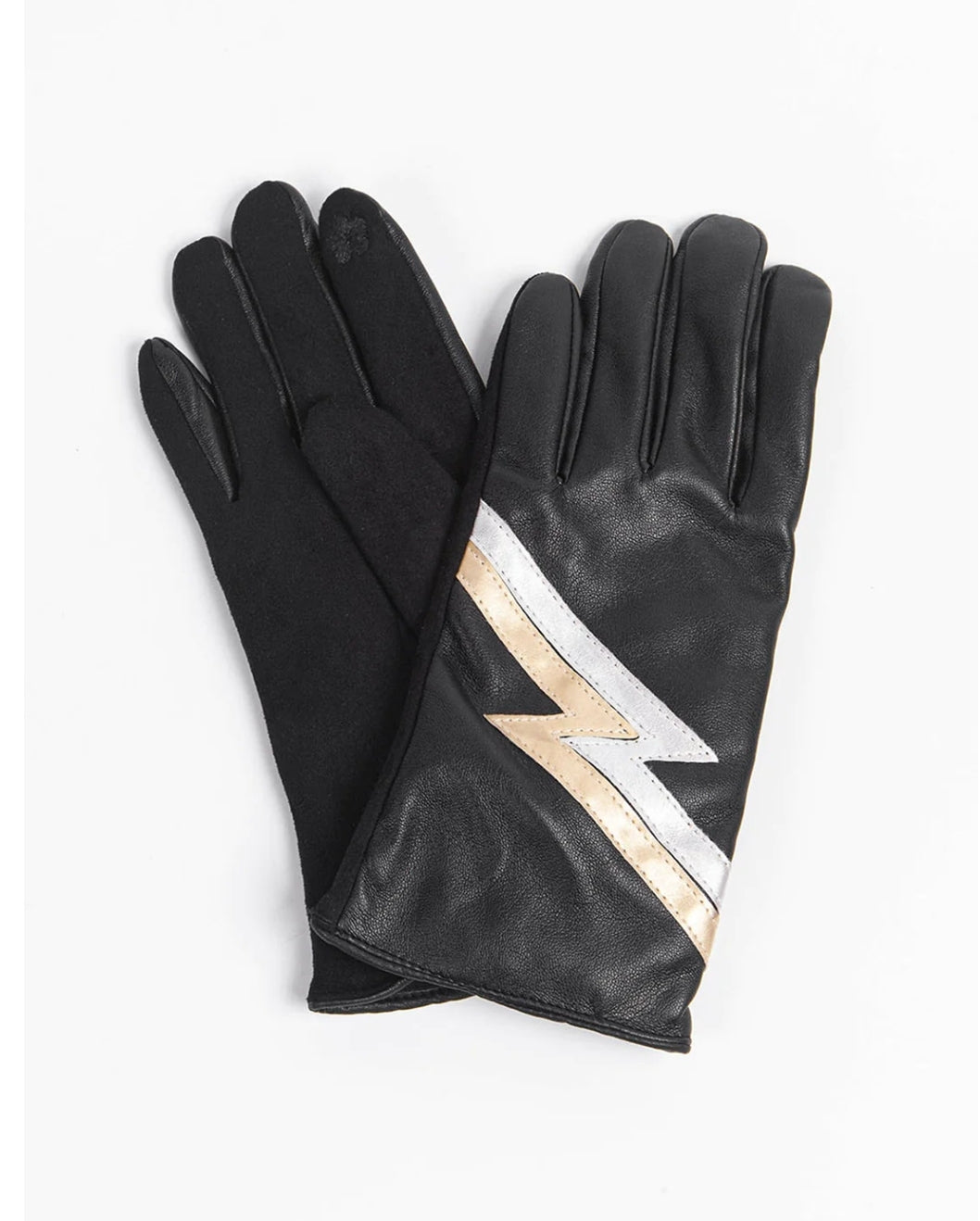 Black, Silver & Gold Lightning Bolt Gloves