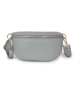 The 'Aria' Italian Leather Grey Waist Bag / Crossbody Bag