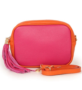 The Sorrento Leather Bag - Orange & Pink