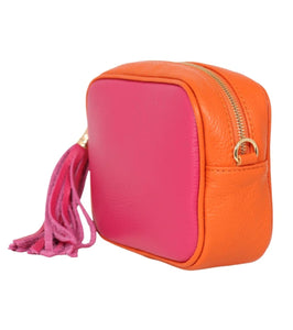 The Sorrento Leather Bag - Orange & Pink