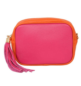 The Sorrento Leather Bag - Orange & Pink