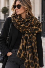 Load image into Gallery viewer, Natural Leopard Print Blanket Scarf
