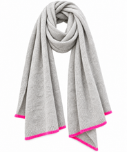 Load image into Gallery viewer, Grey &amp; Neon Pink Cashmere Blend Scarf
