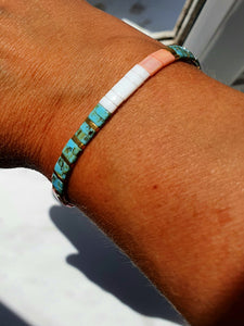 The 'Isla' Bracelet - Turquoise green and pink