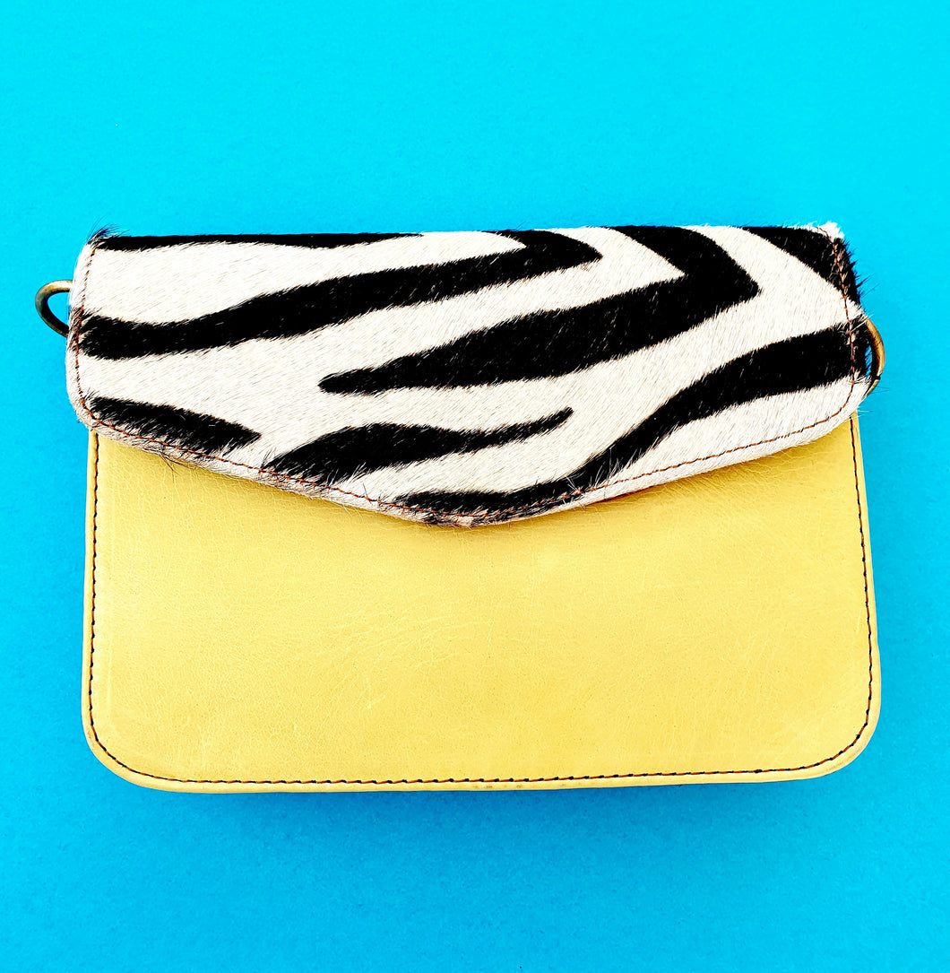 Nephele Leather Crossbody Bag - Yellow Zebra