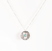 Load image into Gallery viewer, Circular Disc with Turquoise Stone Necklace - Silver
