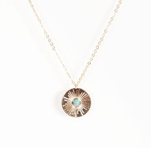 Load image into Gallery viewer, Circular Disc with Turquoise Stone Necklace - Gold
