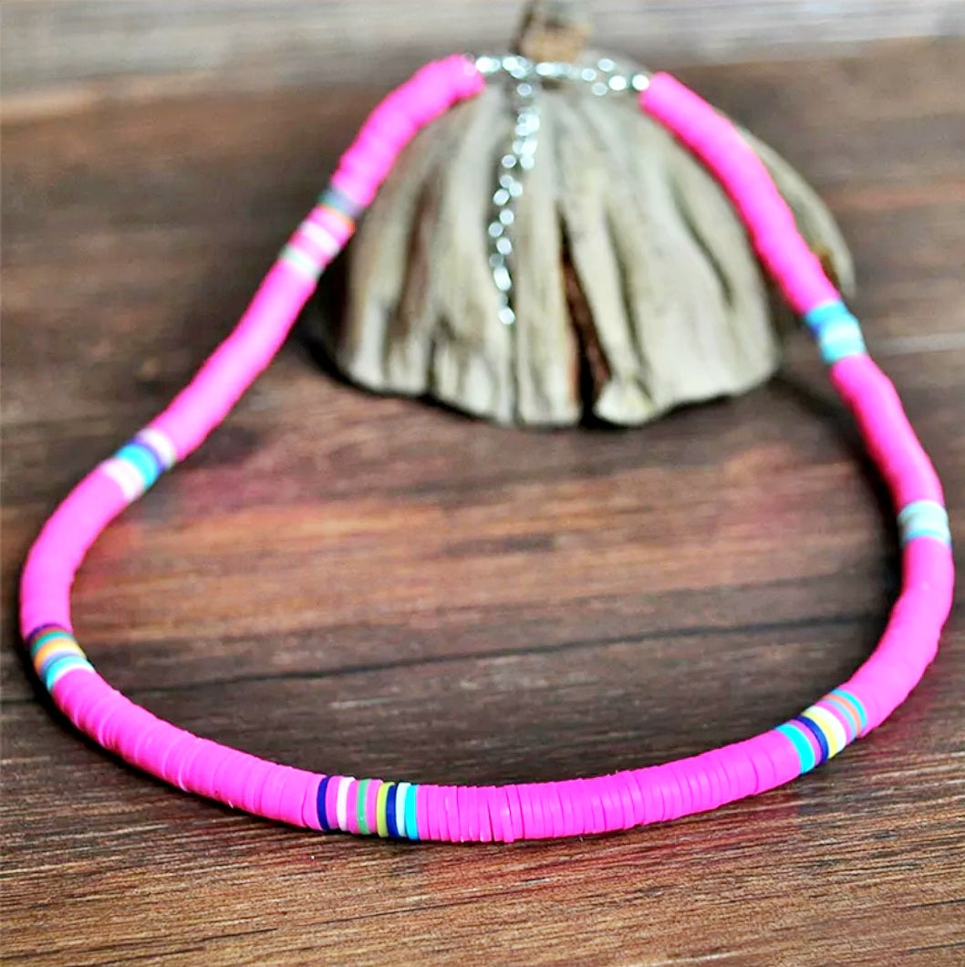 The Bondi Necklace  -  Bright Pink & Multi