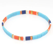 Load image into Gallery viewer, The &#39;Isla&#39; Bracelet - Turquoise blue, white and orange
