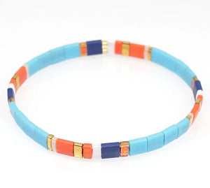 The 'Isla' Bracelet - Turquoise blue, white and orange