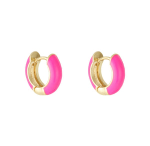 The Lucia Huggie Hoop Earrings - Hot Pink