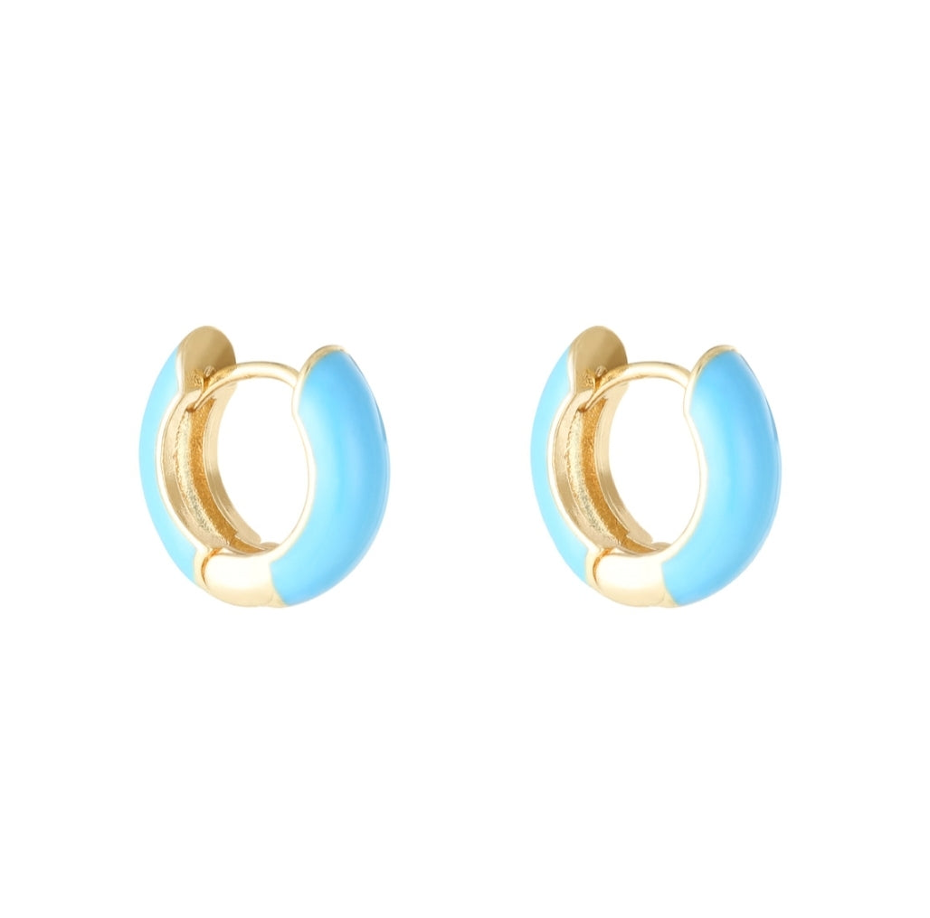 The Lucia Huggie Hoop Earrings - Sky Blue