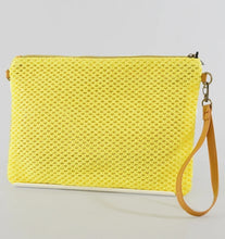 Load image into Gallery viewer, Neon yellow rattan clutch bag
