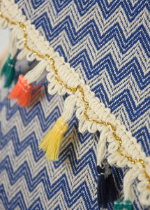 Blue multi tassle clutch/shoulder bag