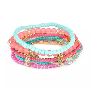 Stunning Sienna boho bracelets - pink/turquoise multi