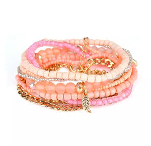 Stunning Sienna boho bracelets - Peach/pink multi