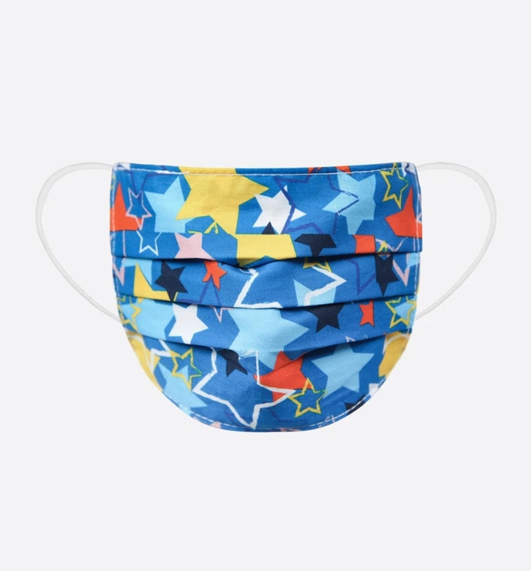 Childrens Blue Multi Star Print Face Mask