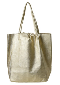 The Santorini Italian Leather Tote/Shopper Bag - Metallic Champagne Gold