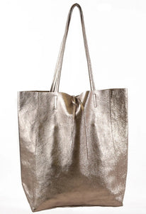 The Santorini Italian Leather Tote/Shopper Bag - Metallic Bronze