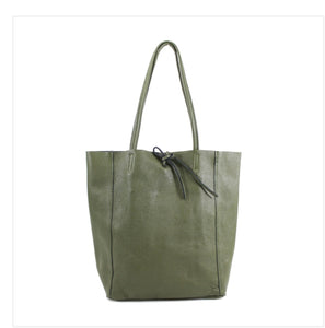 The Santorini Italian Leather Tote/Shopper Bag - Dark Green