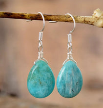 Load image into Gallery viewer, Turquoise Tear Drop Earrings - Silver
