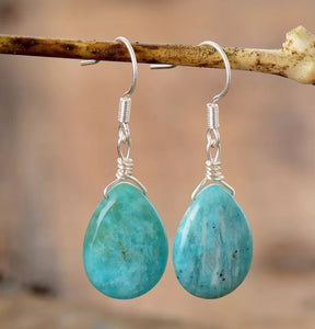 Turquoise Tear Drop Earrings - Silver