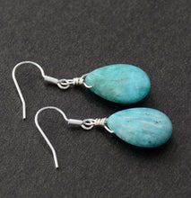 Load image into Gallery viewer, Turquoise Tear Drop Earrings - Silver
