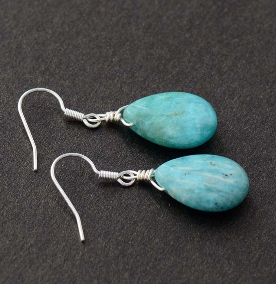 Turquoise Tear Drop Earrings - Silver