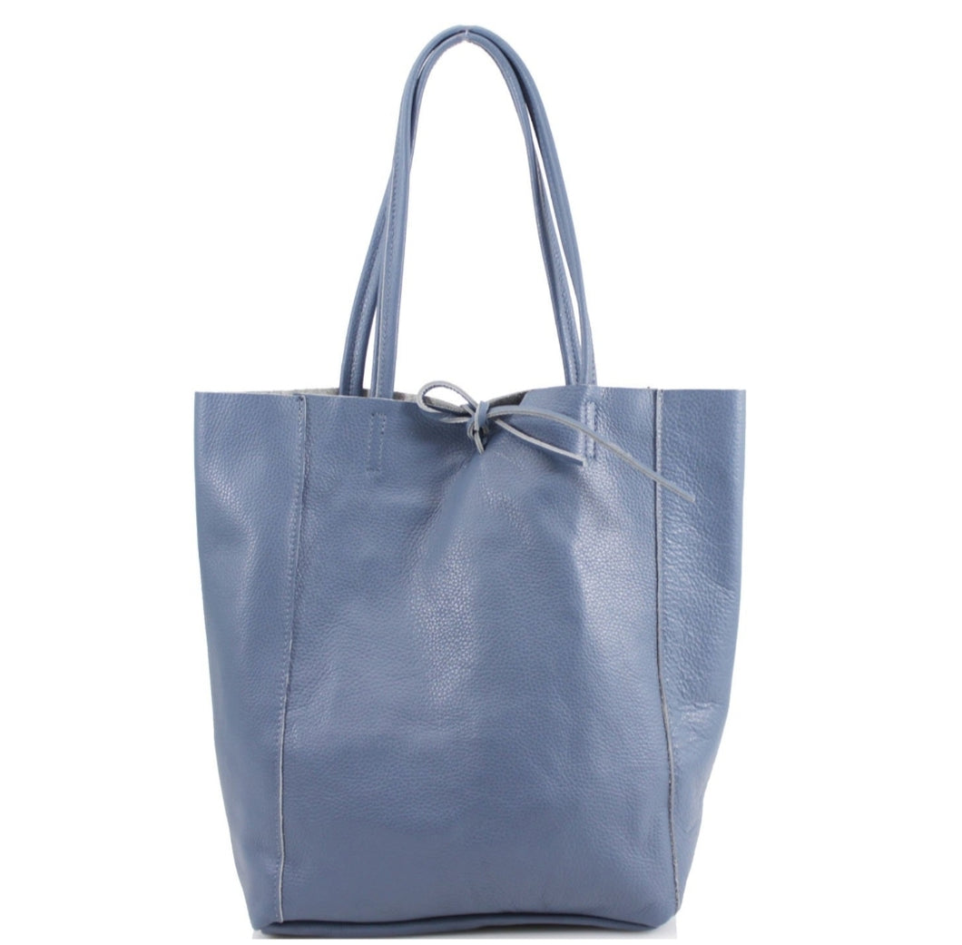 The Santorini Italian Leather Tote/Shopper Bag - Blue