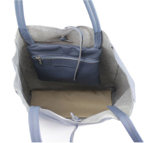 The Santorini Italian Leather Tote/Shopper Bag - Blue