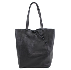 The Santorini Italian Leather Tote/Shopper Bag - Black