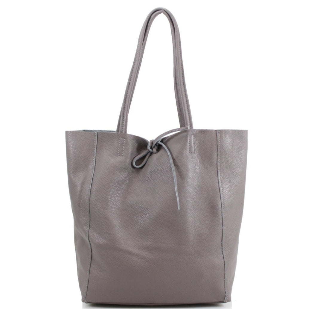 The Santorini Italian Leather Tote/Shopper Bag - Dark Grey