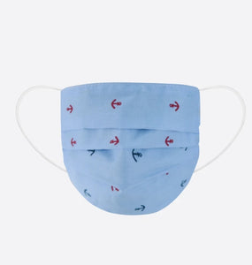 Childrens blue anchor print face mask