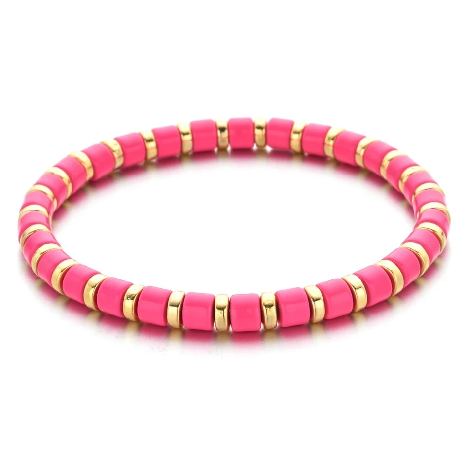 The Bella Bracelet - Hot pink & gold