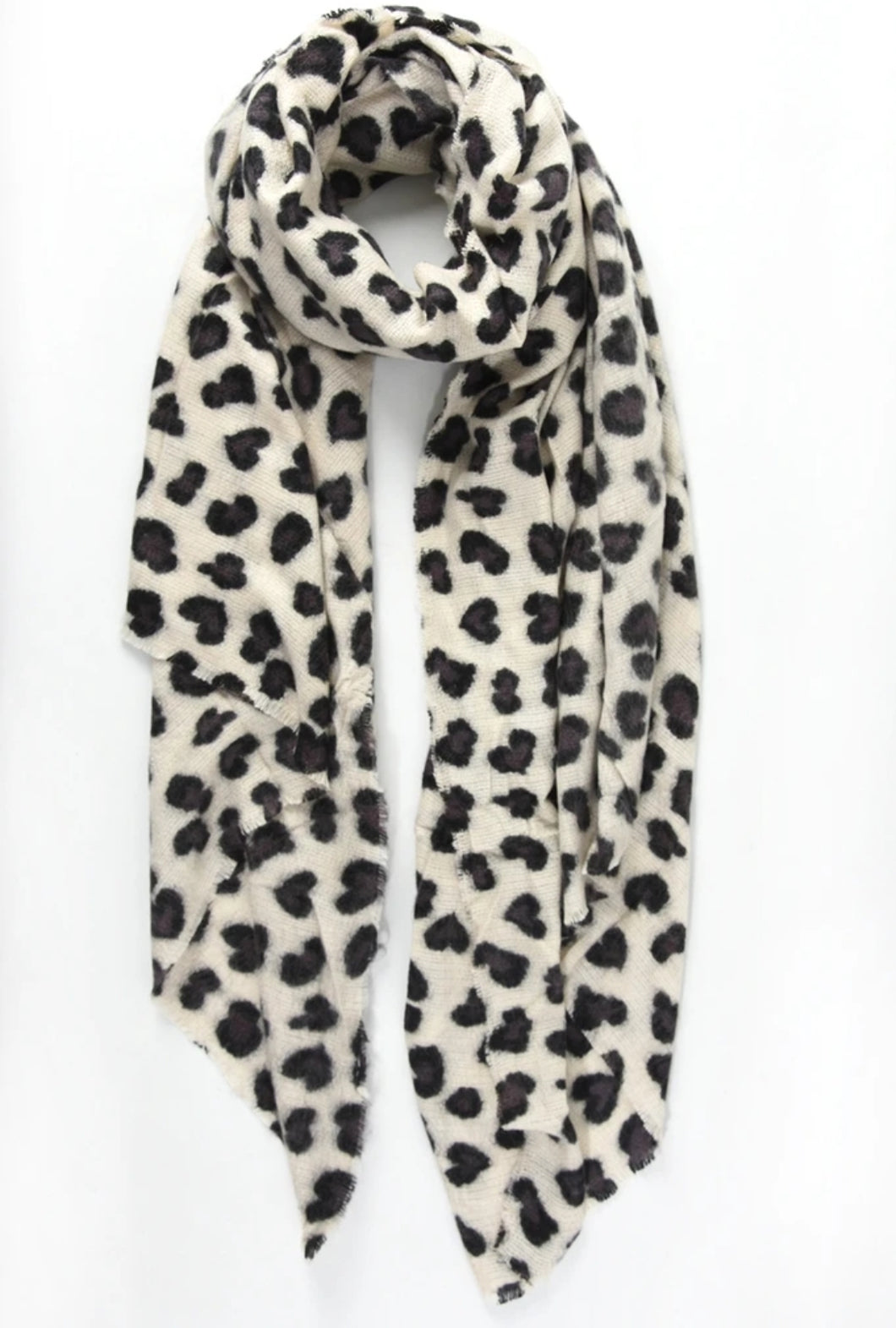 Leopard Print Blanket Scarf - Light Beige & Brown