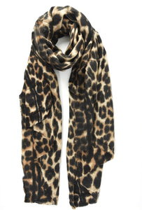 Natural Leopard Print Blanket Scarf