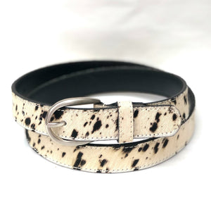 Spotty Cow print leather belt