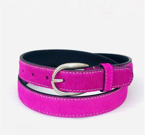 Bright Pink leather belt