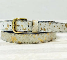 Load image into Gallery viewer, Gold Splash Print Leather Belt
