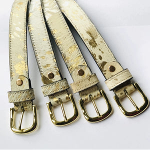 Gold Splash Print Leather Belt