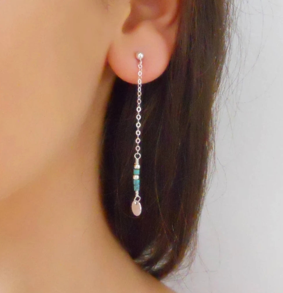 Turquoise & Silver Drop Earrings