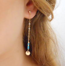 Load image into Gallery viewer, Turquoise &amp; Gold Drop Earrings
